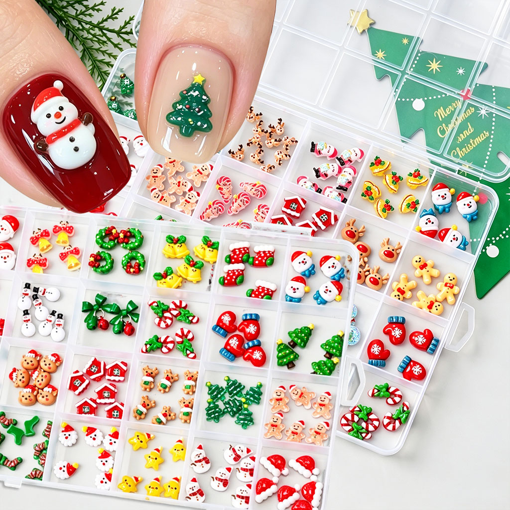 Nail Art Xmas Tree - 1Box Mixed 3D Christmas Nail Charms