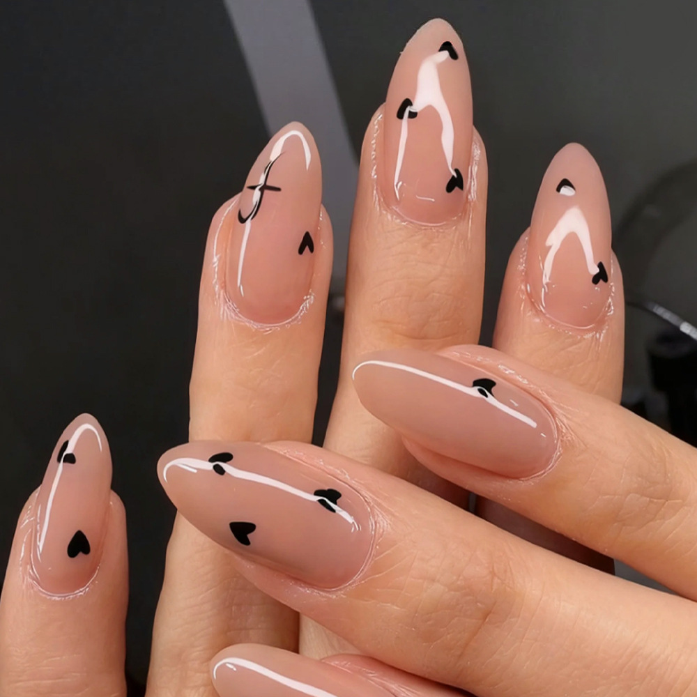 Nail Art Wedding - Medium almond fake nails in Beige