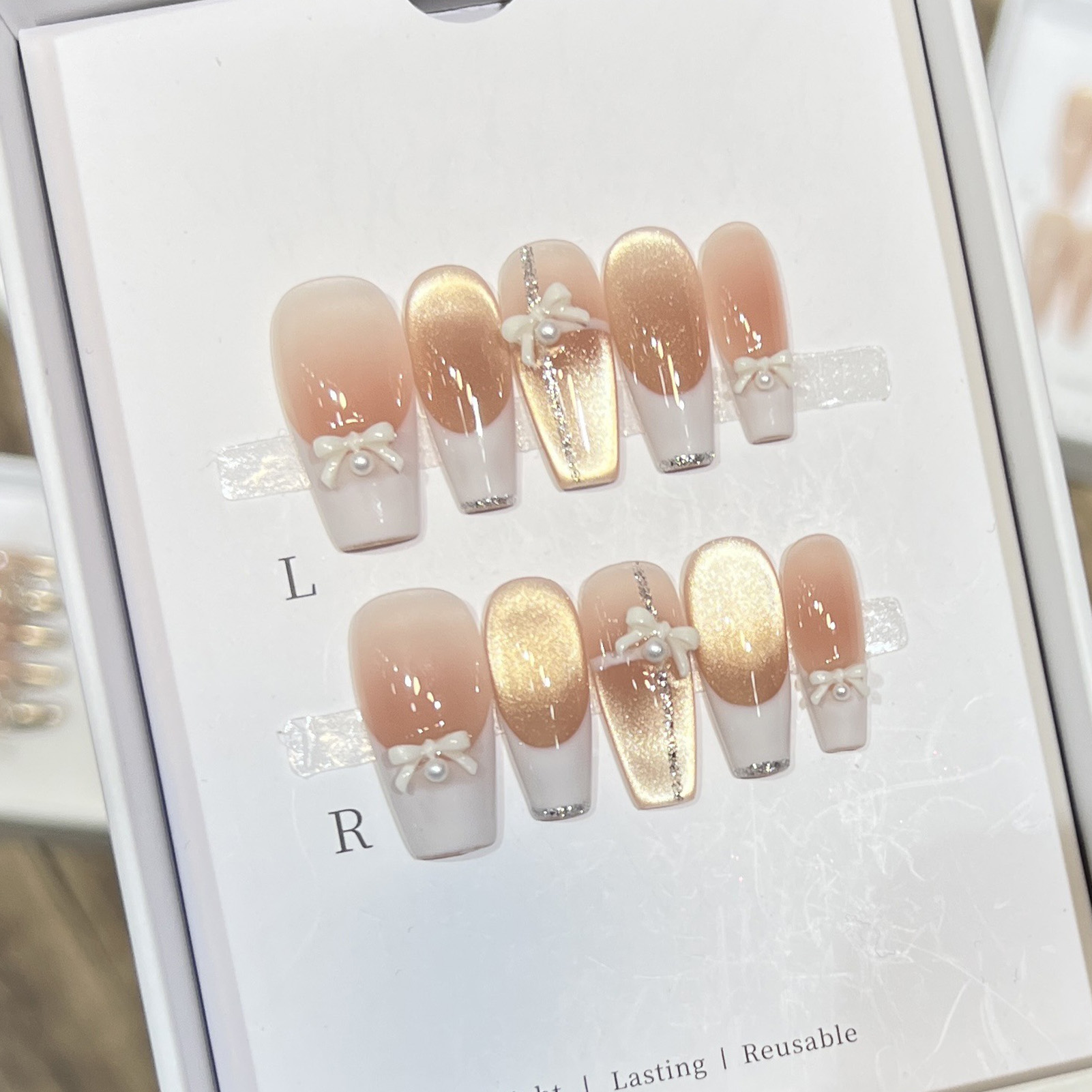Nail Art Wedding - 10PCS Women Pink Press on Nails
