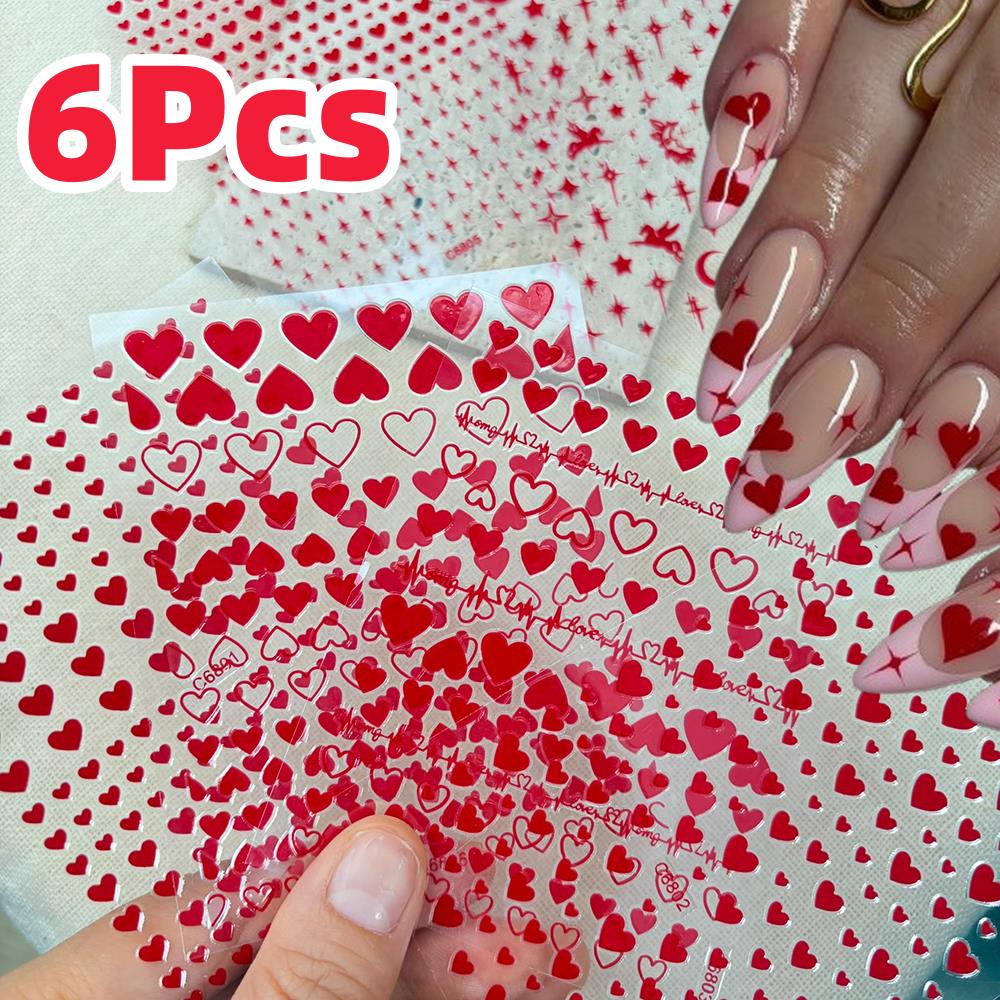 6Pcs/Set Red Love-Heart Valent - Nail Art Valentine review and price