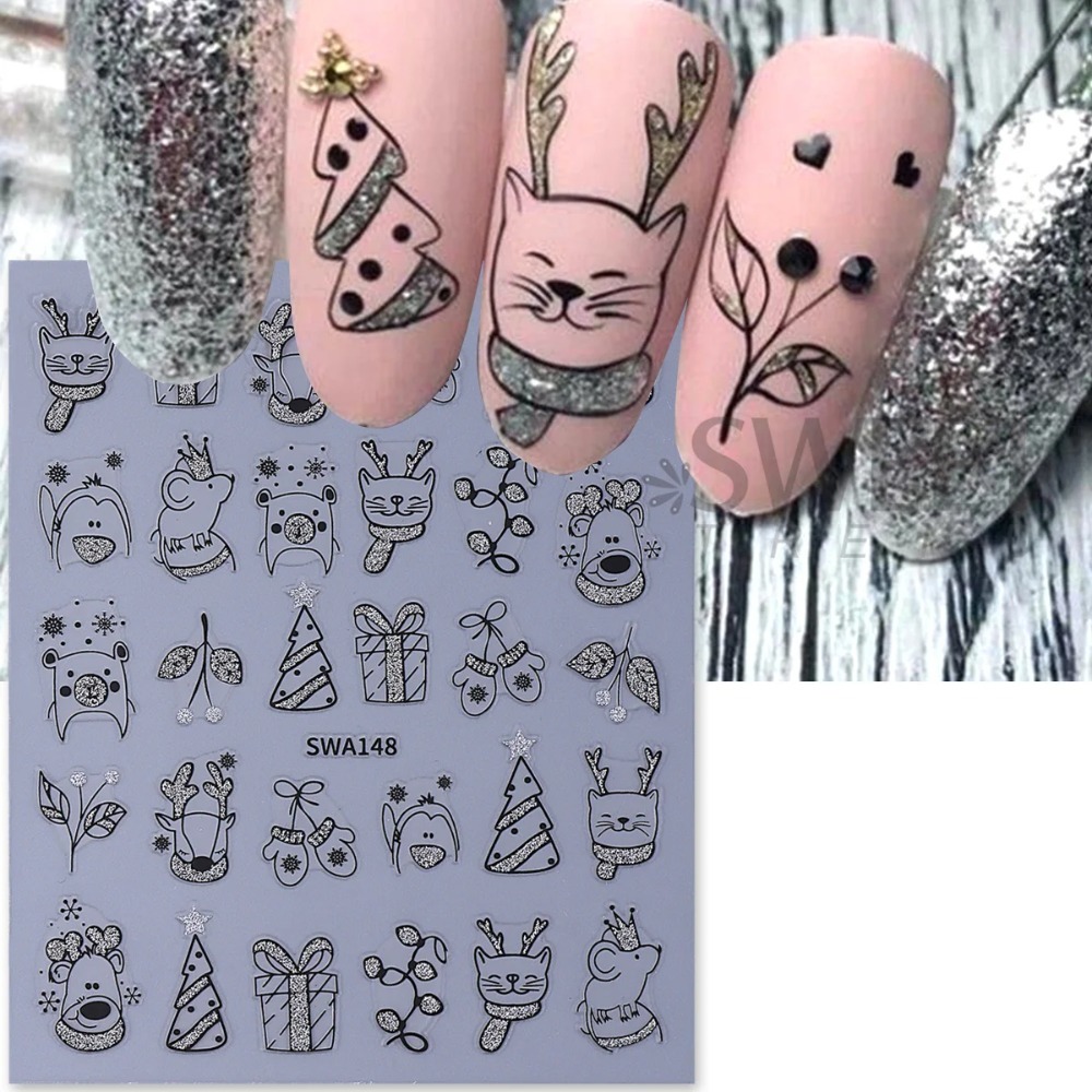 1pc Shinning Cartoon Christmas - Nail Art Xmas Simple review and price