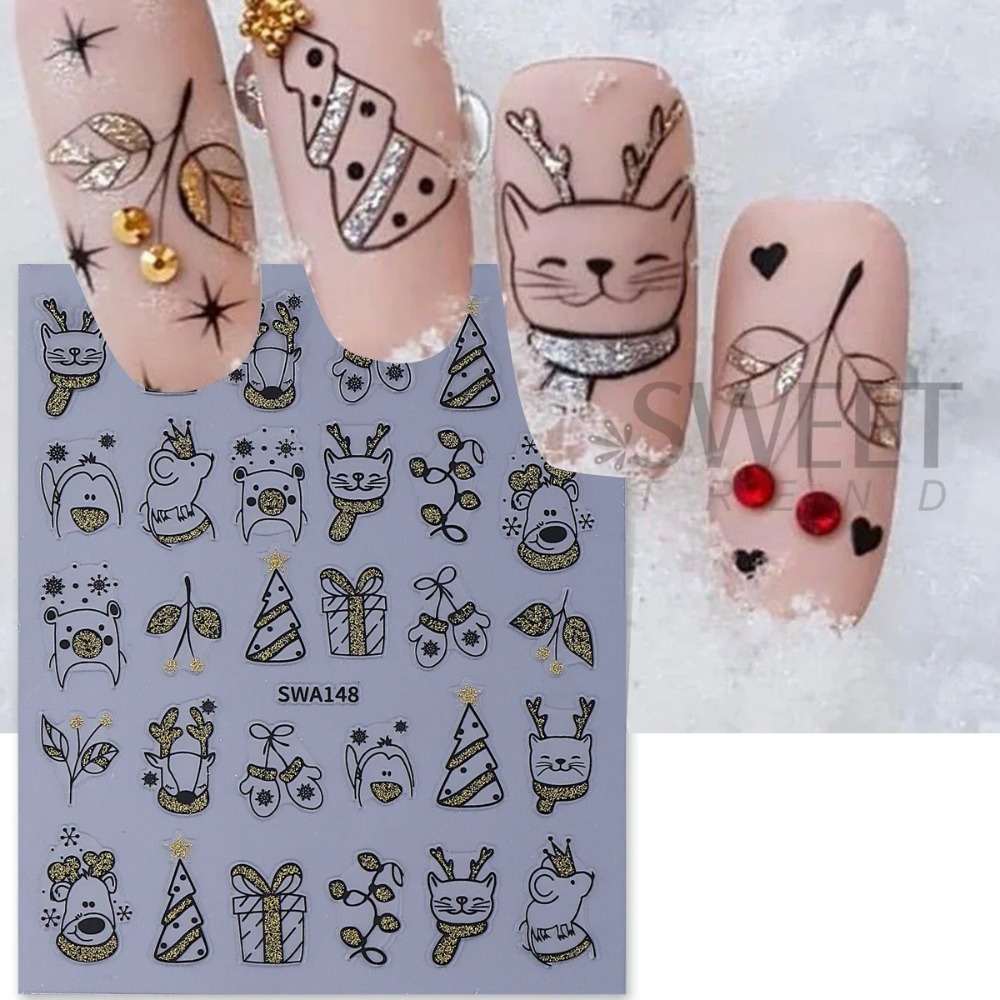 1pc Shinning Cartoon Christmas - Nail Art Xmas Simple review and price