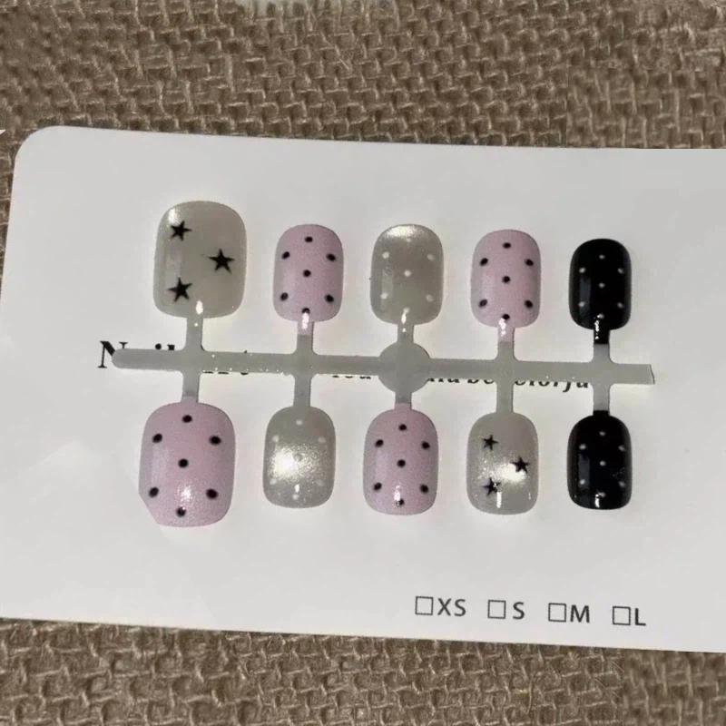 10Pcs Pink Polka Dot Star Cat  - Nail Art Cat Eye Pink review and price