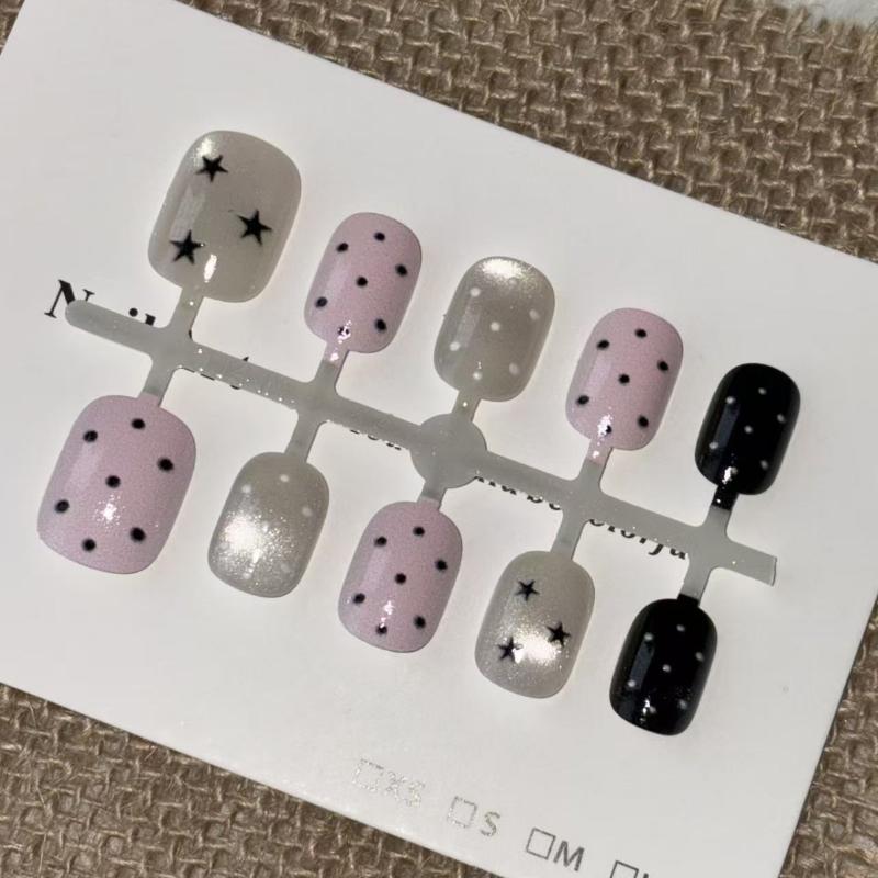 10Pcs Pink Polka Dot Star Cat  - Nail Art Cat Eye Pink review and price
