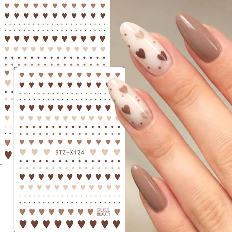 2pcs Cute Brown Heart Polka Do - Nail Art Valentine review and price