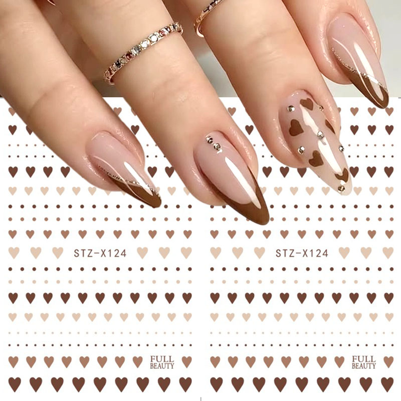 2pcs Cute Brown Heart Polka Do - Nail Art Valentine review and price