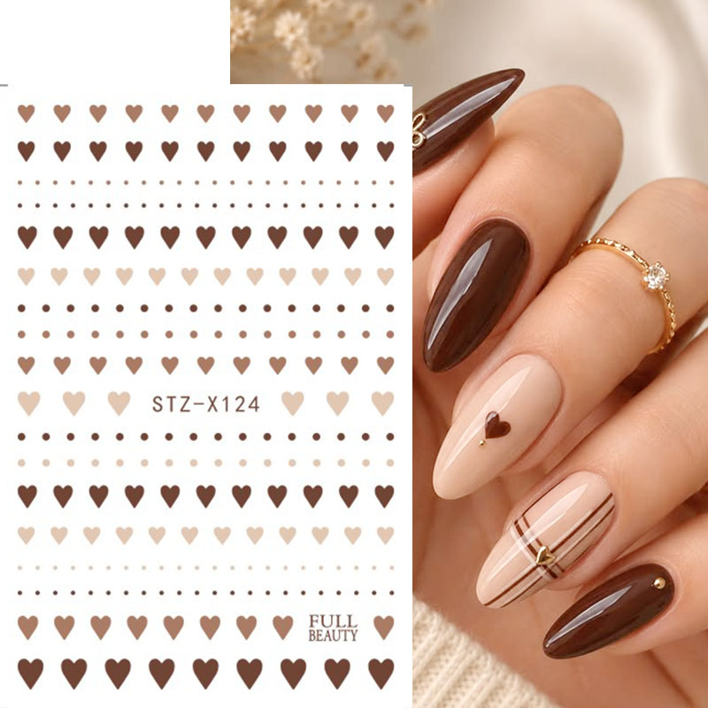 2pcs Cute Brown Heart Polka Do - Nail Art Valentine review and price