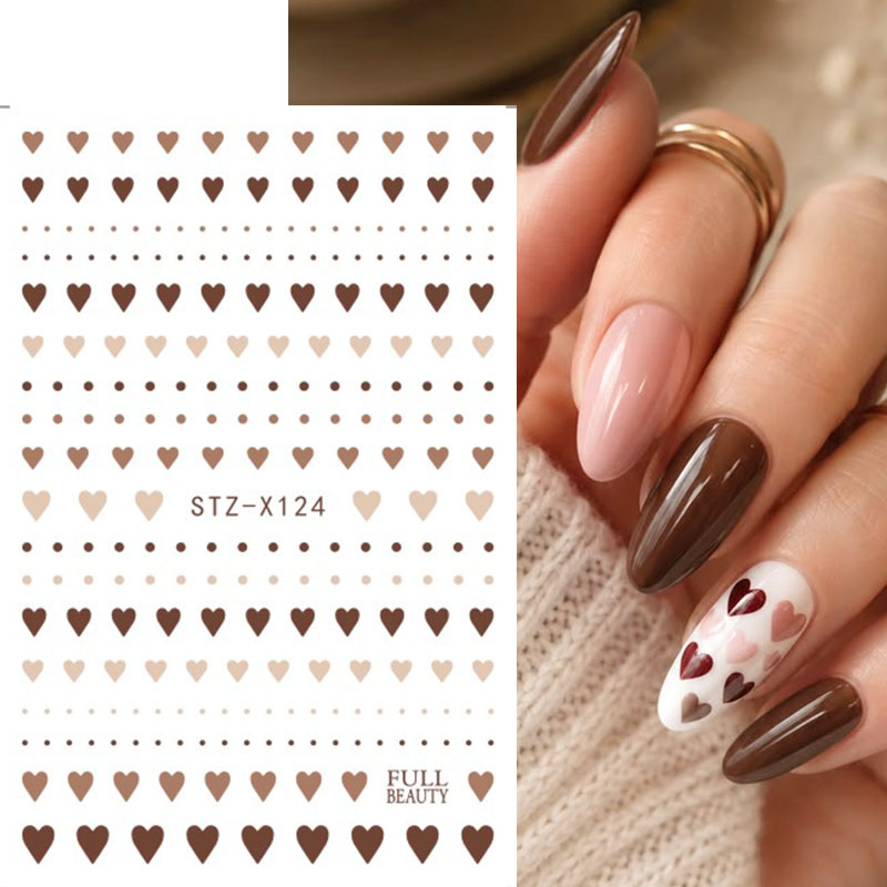 2pcs Cute Brown Heart Polka Do - Nail Art Valentine review and price