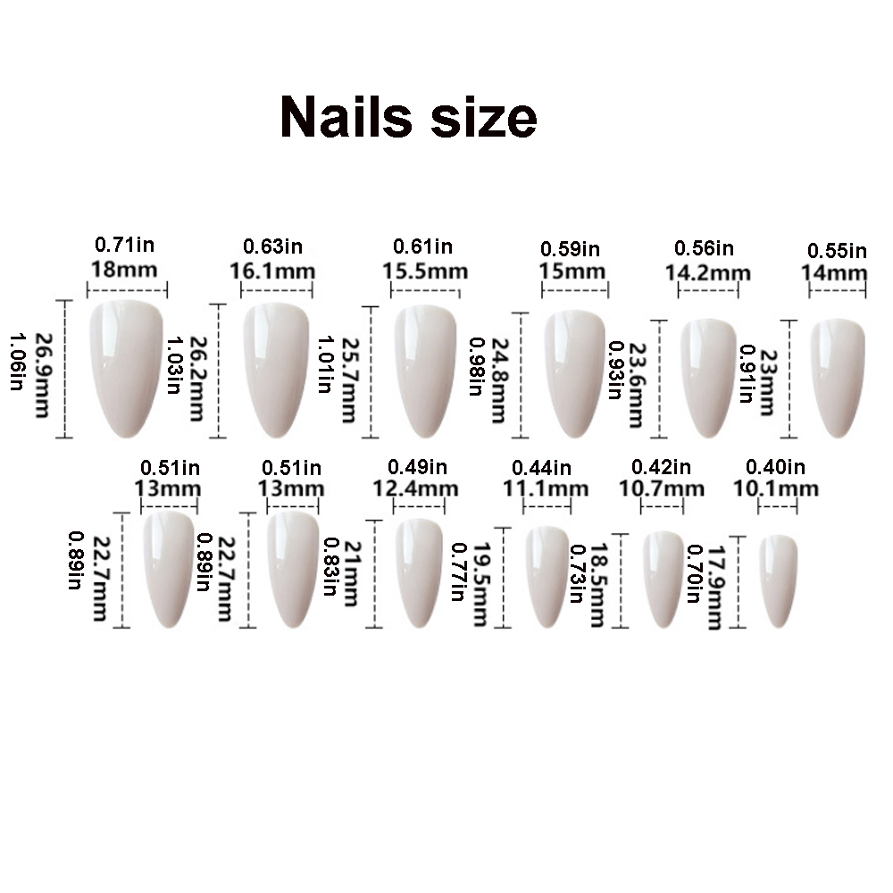 Medium almond fake nails in Be - Nail Art Wedding review and price