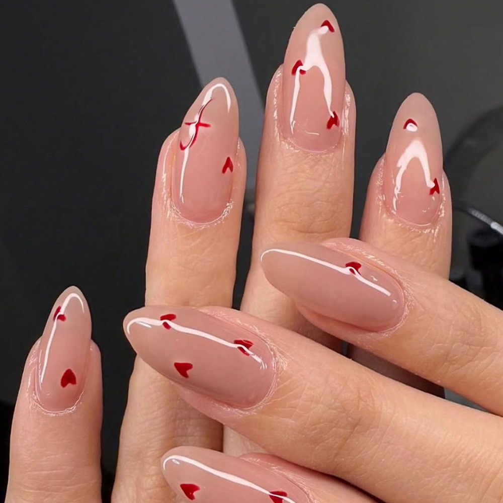 Medium almond fake nails in Be - Nail Art Wedding review and price