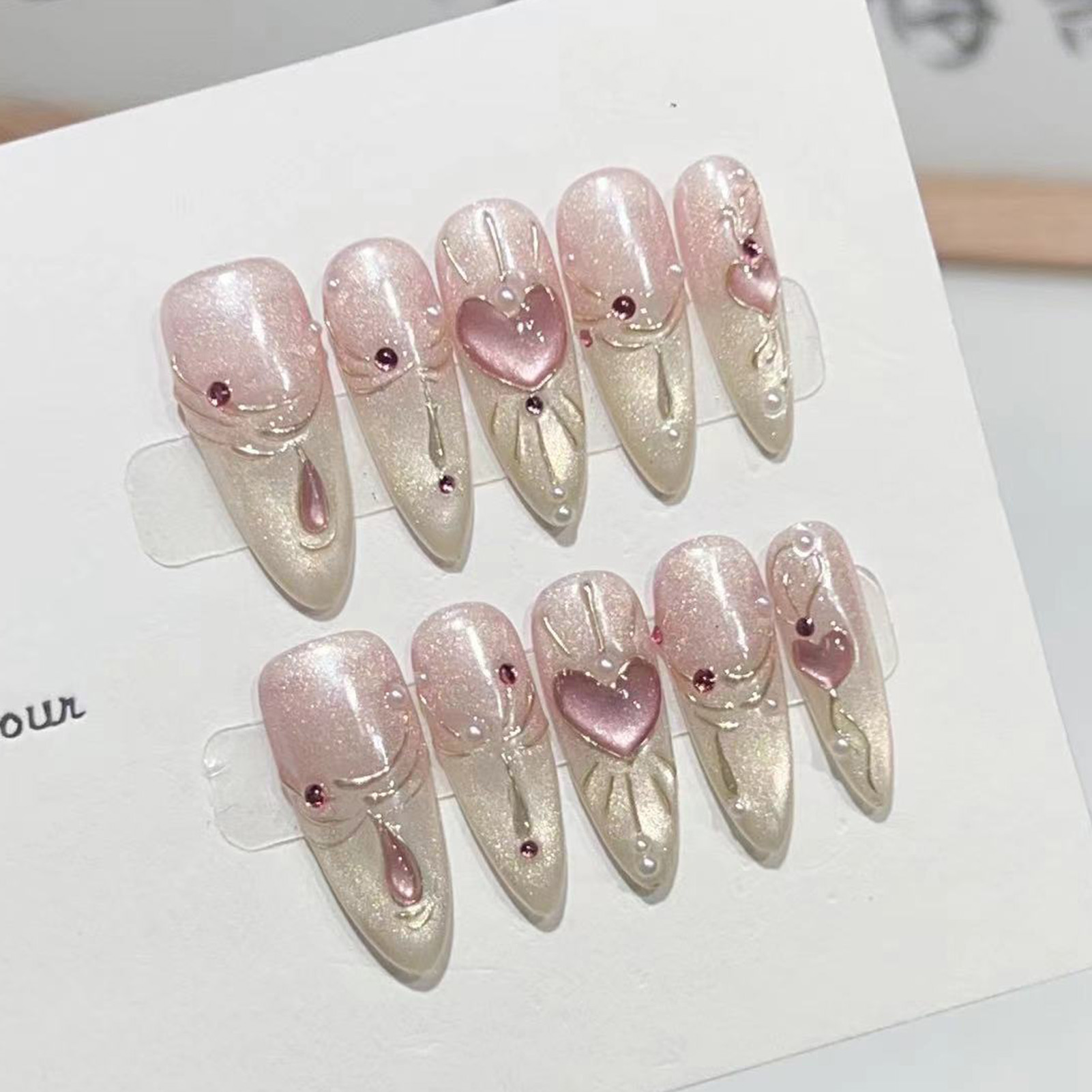 10PCS Almond Glossy Press On N - Nail Art Wedding review and price