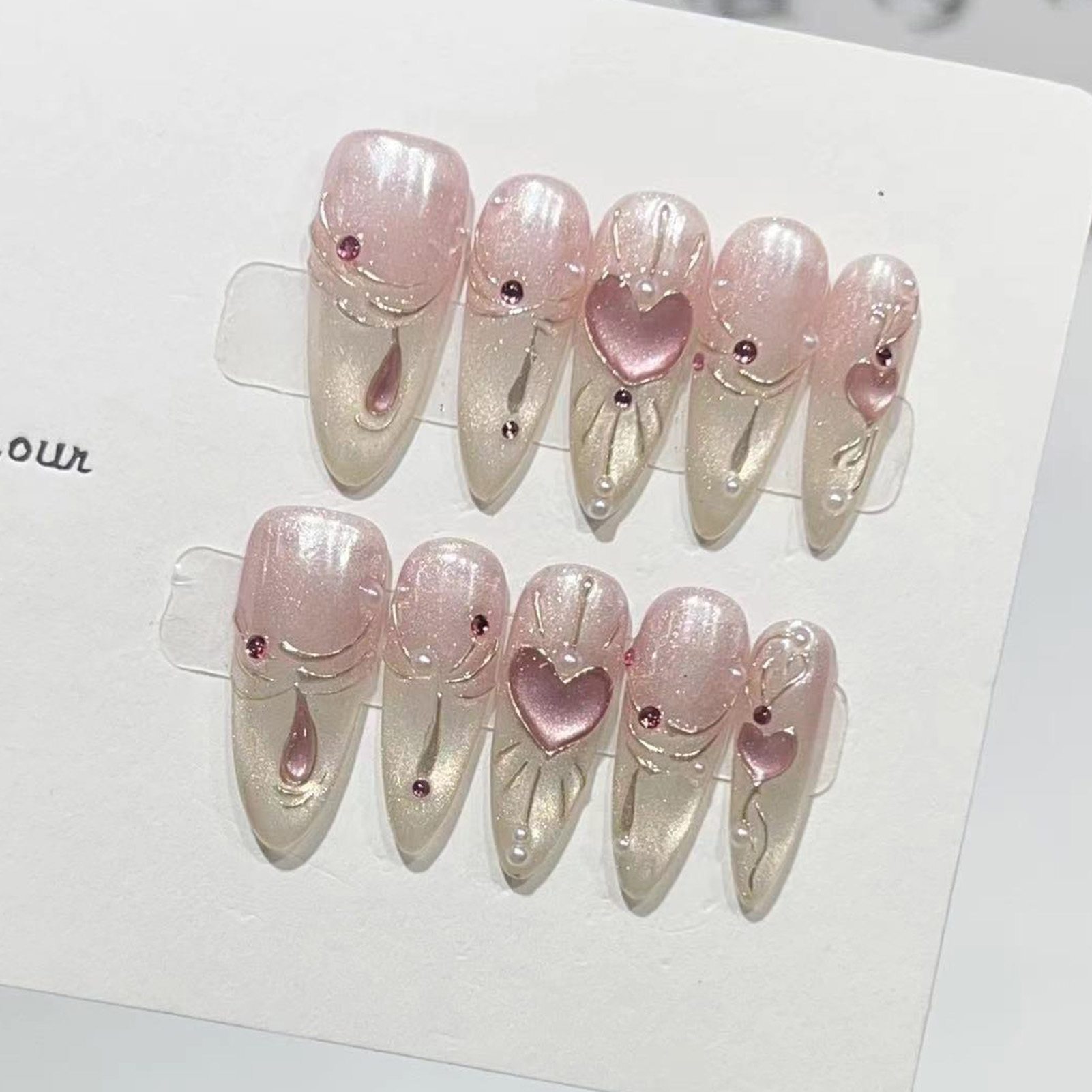 10PCS Almond Glossy Press On N - Nail Art Wedding review and price