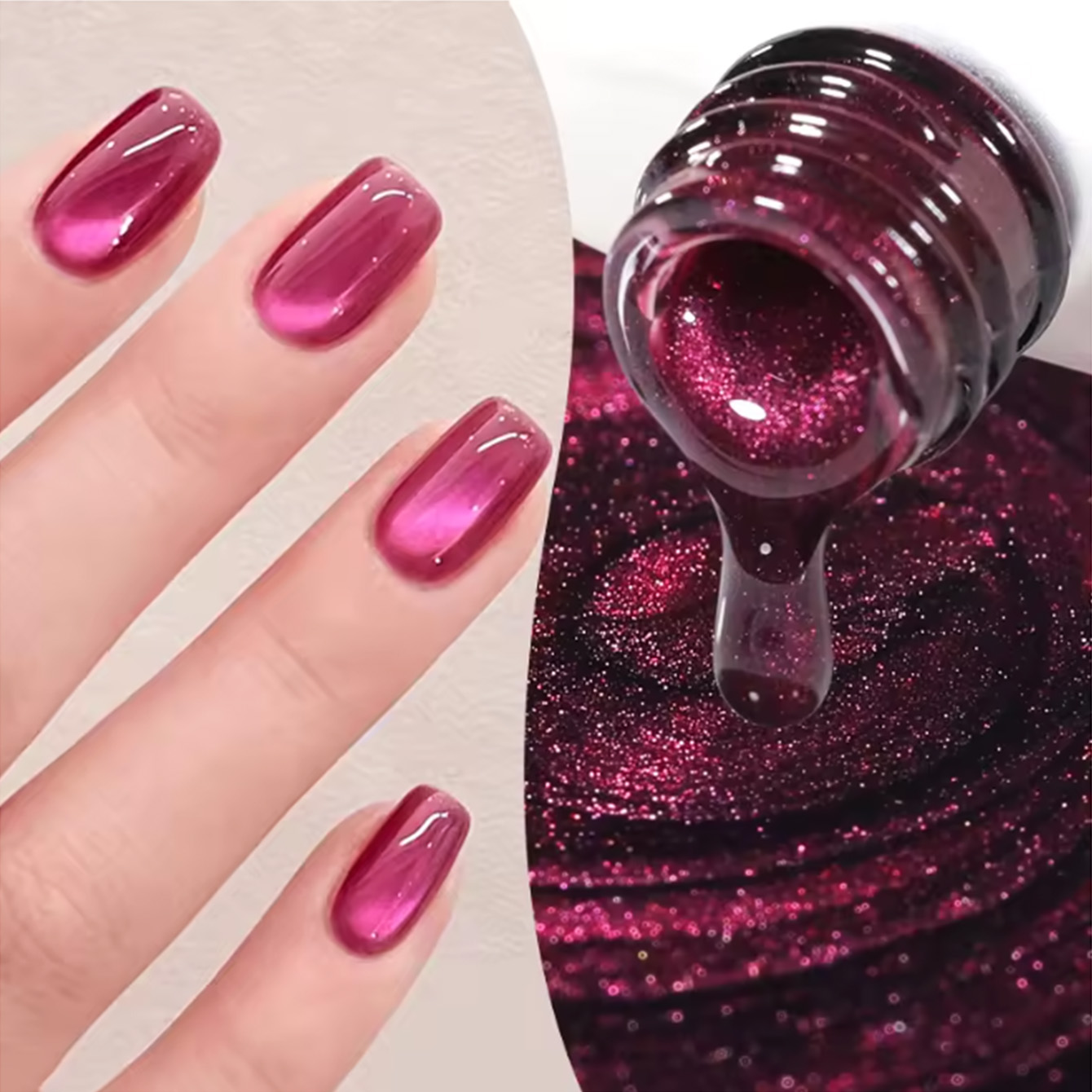 SHAKA 1pcs Rose Red Pink Cat E - Nail Art Cat Eye Pink review and price