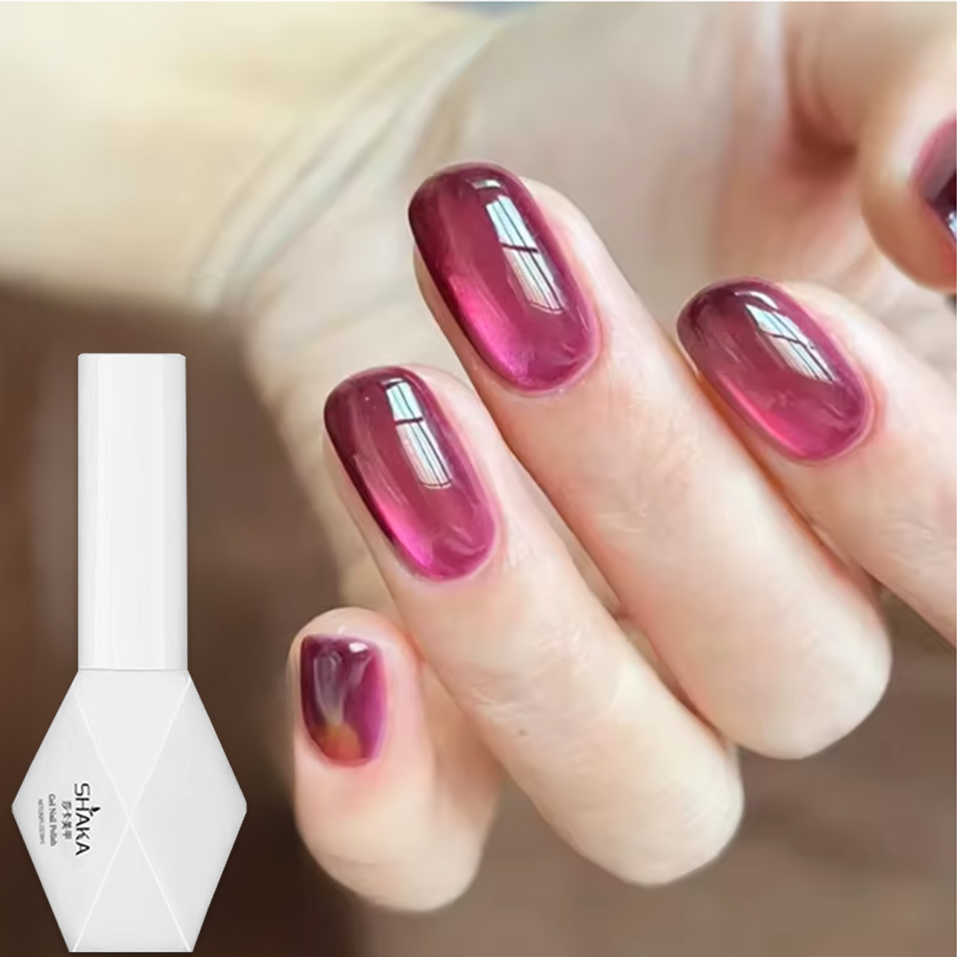 SHAKA 1pcs Rose Red Pink Cat E - Nail Art Cat Eye Pink review and price