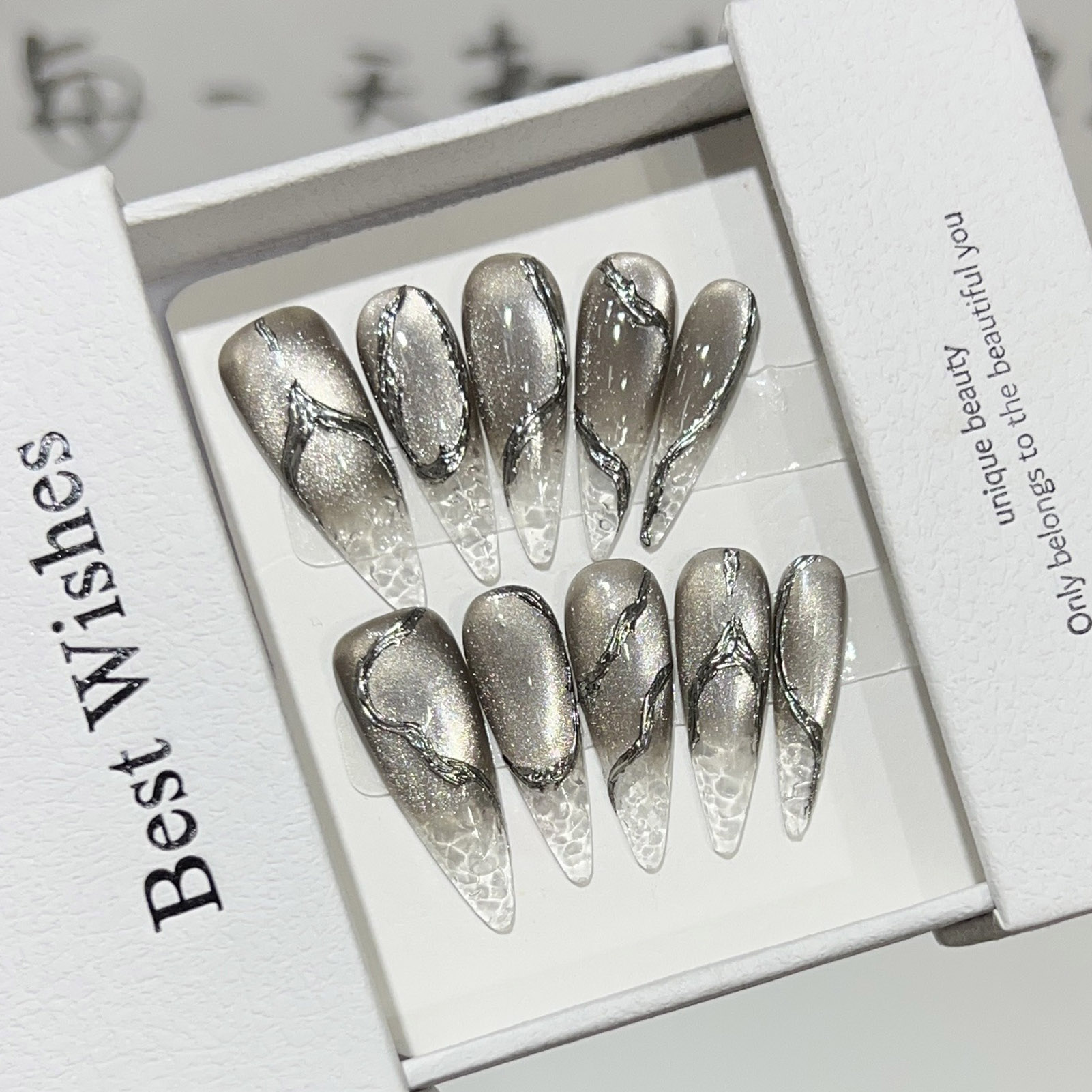 10pcs Halloween False Nails Re - Nail Art Cat Eye review and price