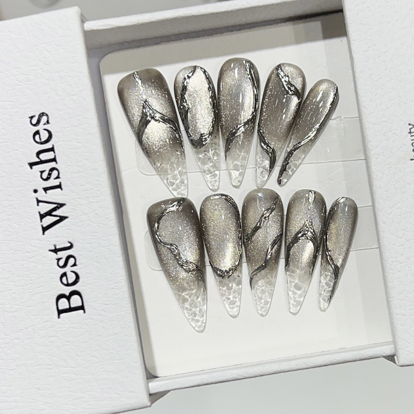10pcs Halloween False Nails Re - Nail Art Cat Eye review and price