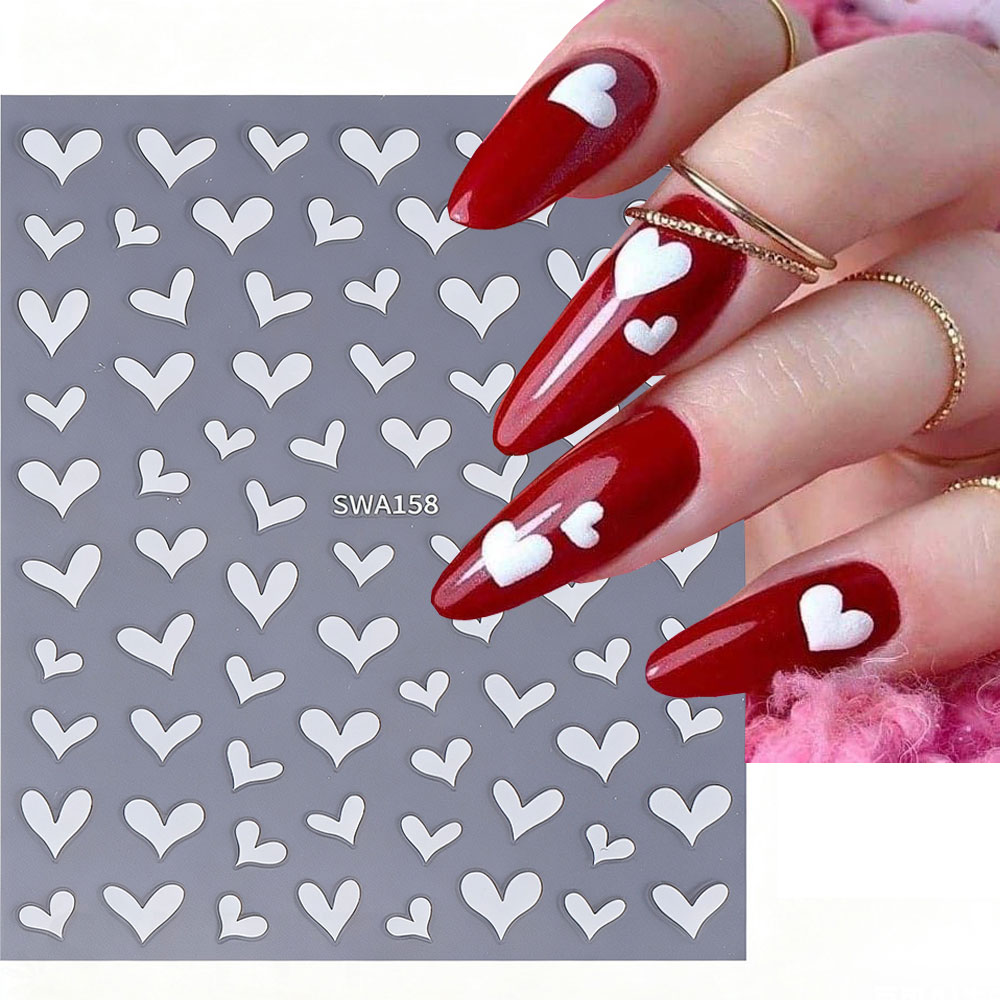 3D White Heart Valentine's Day - Nail Art Valentine review and price