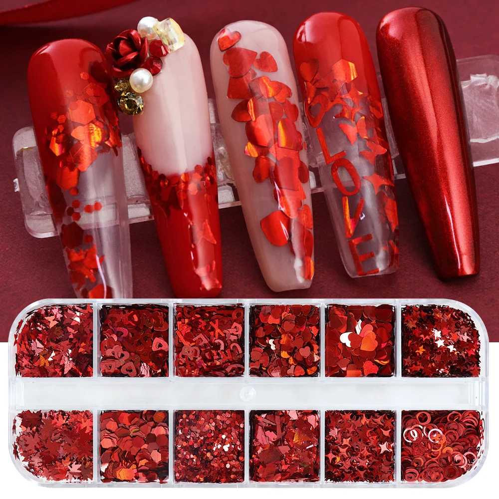 Holographic Red Nail Art Glitt - Nail Art Valentine review and price