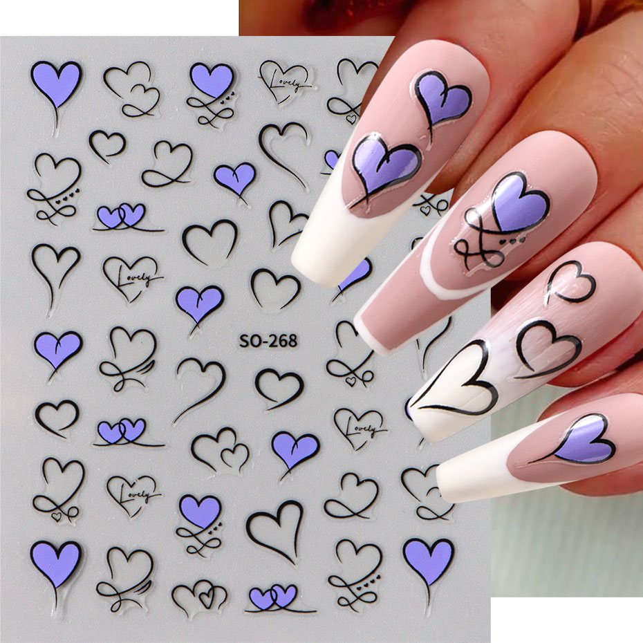 3pcs Y2K Gold Wave Line Heart  - Nail Art Valentine review and price