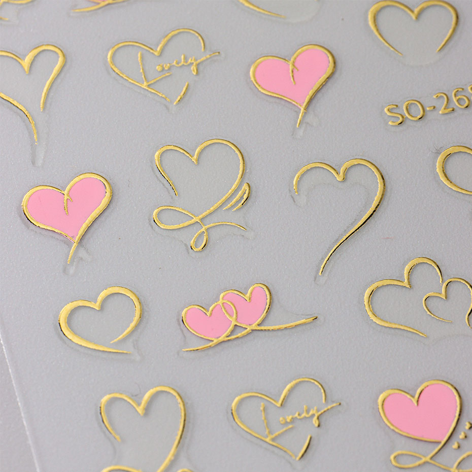 3pcs Y2K Gold Wave Line Heart  - Nail Art Valentine review and price