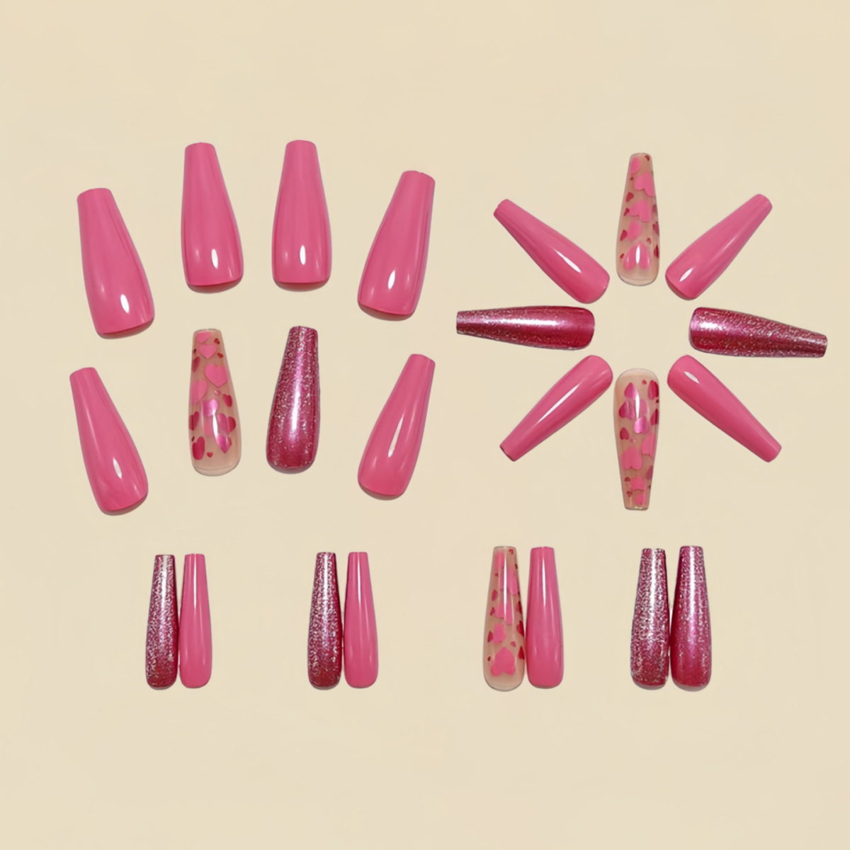 Medium long fake nails Pink bl - Nail Art Wedding review and price