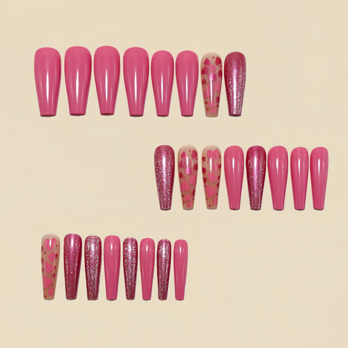 Medium long fake nails Pink bl - Nail Art Wedding review and price