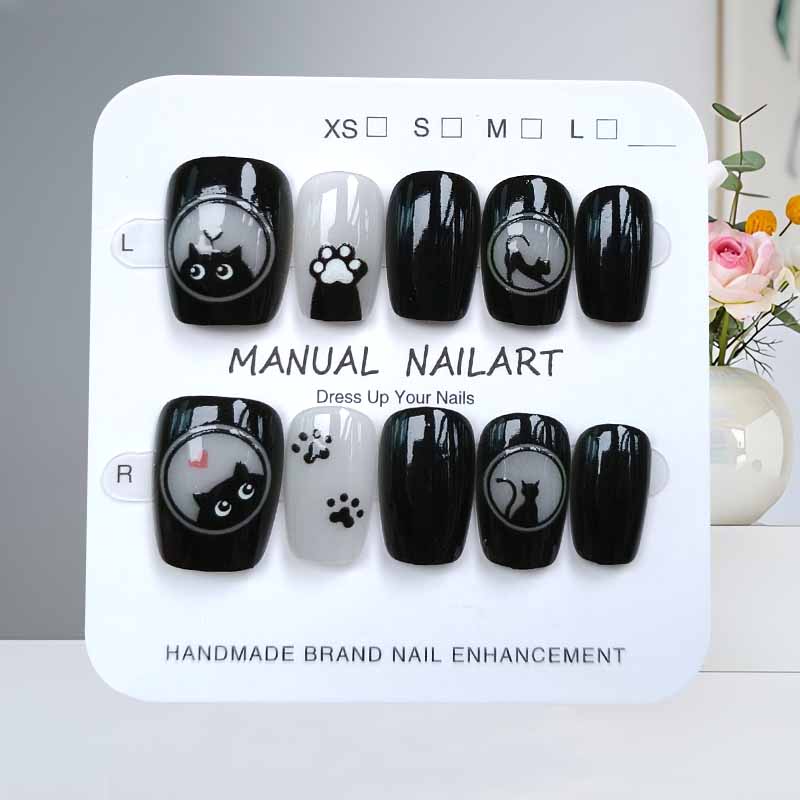 10Pcs Cute Cartoon Black Cat a - Nail Art Cat Eye review and price