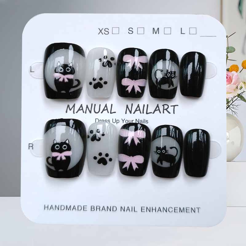 10Pcs Cute Cartoon Black Cat a - Nail Art Cat Eye review and price