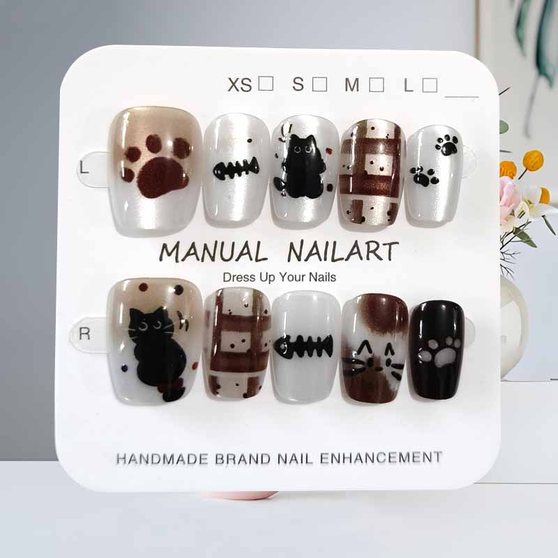 10Pcs Cute Cartoon Black Cat a - Nail Art Cat Eye review and price