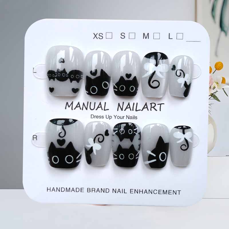 10Pcs Cute Cartoon Black Cat a - Nail Art Cat Eye review and price