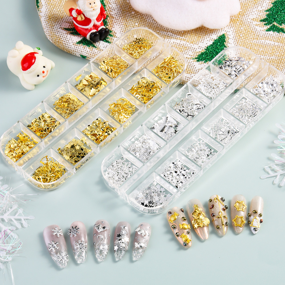 3D Gold Sliver Snowflake Chris - Nail Art Xmas Tree review and price