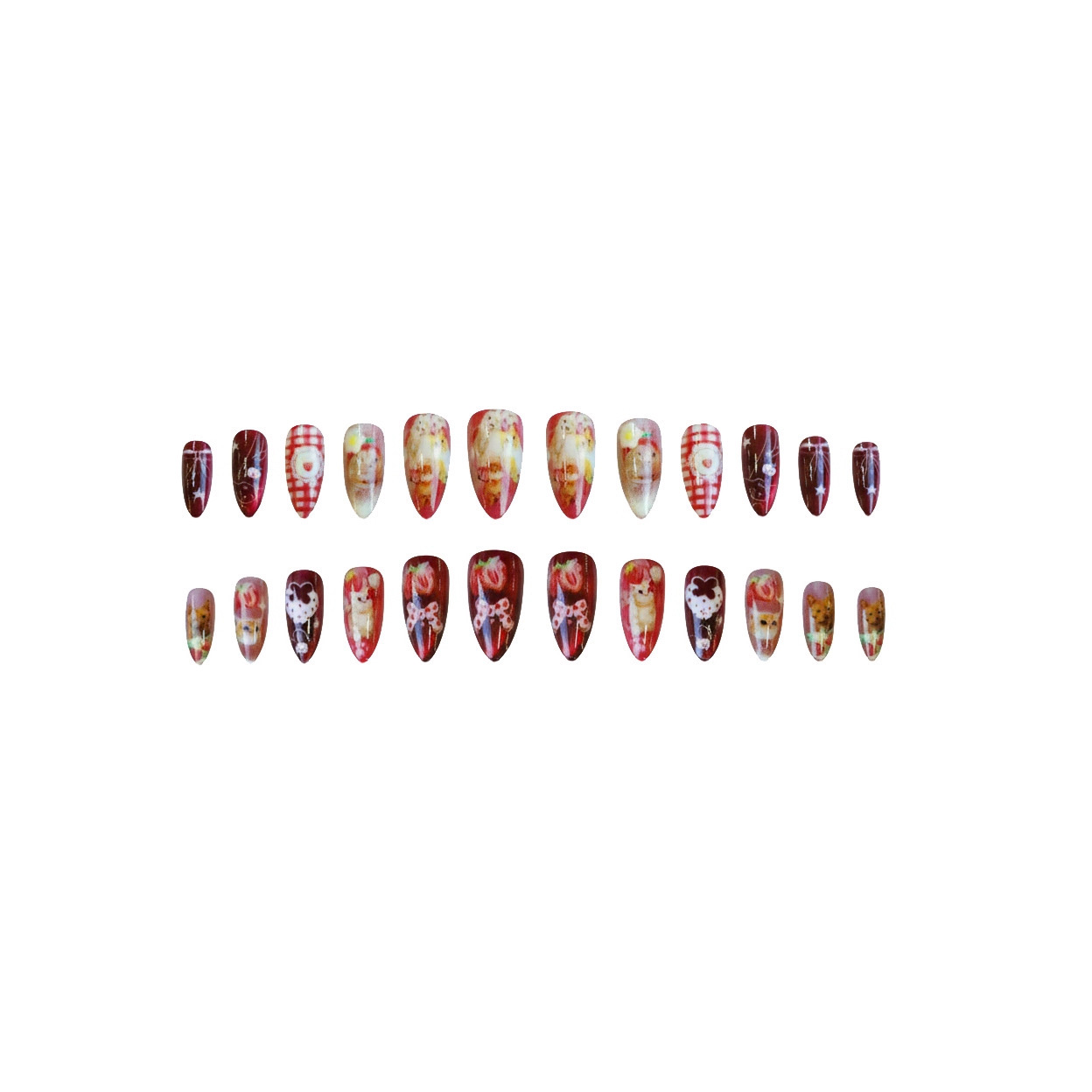 24pcs Strawberry Cat's Eye Pre - Nail Art Cat Eye review and price